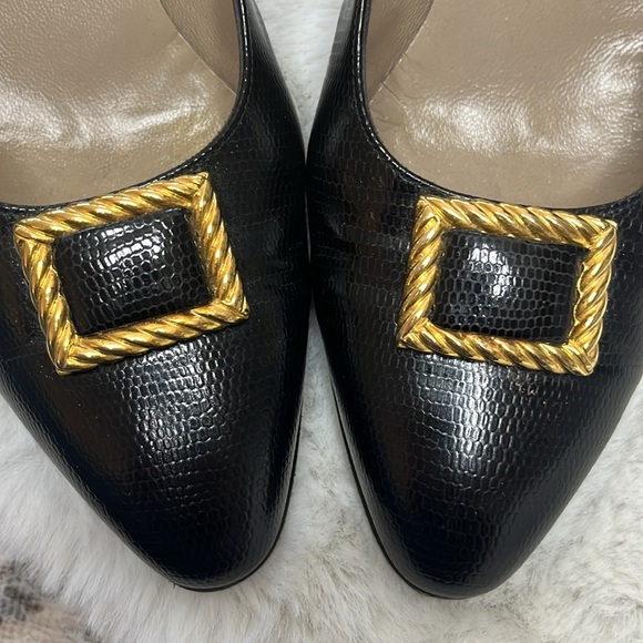 Salvatore Ferragamo Vintage Black Snakeskin Heels size 6.5 - Picture 2 of 11